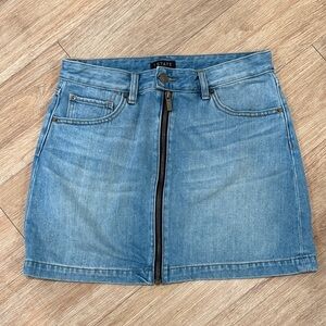 1. State Light Blue Denim Skirt with Front Zipper